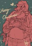  &lt;3 2020 anthro beard bottomwear christmas christmas_clothing christmas_headwear clothing dera_kimidori facial_hair hat headgear headwear hi_res holidays humanoid_hands iguanid itzamna kemono lizard male overweight overweight_anthro overweight_male pants reptile santa_hat scalie simple_background solo text tokyo_afterschool_summoners video_games yule_log 