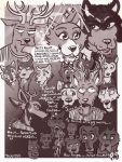  2020 3:4 anthro beastars black_nose bodily_fluids canid canine canis cervid cervine clothed clothing comic concerned dialogue english_text fur greyscale group hi_res imagination looking_at_another louis_(beastars) male mammal monochrome overwhelmed red_deer speech_bubble sweat sweater teeth text thinking topwear trickfoottails wolf 