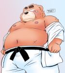  2020 anthro belly blush bottomwear clothing kemono male mammal moobs navel nipples overweight overweight_anthro overweight_male pants scar solo toshi_(artist) ursid 