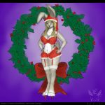  1:1 2019 anthro blonde_hair christmas christmas_clothing christmas_headwear clothing curvy_figure female fur hair half-closed_eyes hat headgear headwear hi_res holidays lagomorph leporid mammal narrowed_eyes navel pinup pose rabbit santa_hat savannah_(yarpi) smile solo standing tan_body tan_fur thick_thighs wide_hips xmas_hat yarpi yellow_eyes 