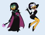  2019 anatid anseriform anthro avian bird cape clothing disney dress duck ducktales ducktales_(2017) eyeshadow feathers female flowerimh green_body green_feathers hi_res magica_de_spell makeup staff white_body white_feathers 