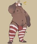  2020 anthro belly blush bulge christmas clothing eyes_closed hi_res holidays male mammal minedoo moobs navel nipples overweight overweight_anthro overweight_male simple_background solo underwear ursid 