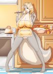  absurd_res anthro apron breasts clothing female genitals hair hi_res kettle kitchen kitchen_utensils mammal mephitid outlet oven pussy skunk solo tools whisk zaftigbunnypress 