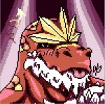  anthro athletic beard blush digital_media_(artwork) dinosaur dragon facial_hair fossil_pok&eacute;mon hair head_shot looking_at_viewer male mammal muscular muscular_anthro muscular_male nintendo open_mouth pillarbox pok&eacute;mon pok&eacute;mon_(species) reptile scalie simple_background smile solo tongue tongue_out tyrantrum video_games windzurartz 