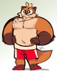 2020 anthro big_eyes clothed clothing footwear grey_background hands_on_hips hi_res lifeguard lutrine male mammal muscular muscular_anthro muscular_male mustelid navel neckwear otto_(scraffyraccoon) sandals scraffyraccoon simple_background smile solo standing swimming_trunks swimwear topless topless_male whistle working 
