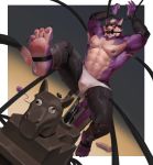  anthro armpit_fetish armpit_lick armpit_play ballballwolf bodily_fluids canid canine canis clothing dildo egg_vibrator fucking_machine fur genitals hi_res humanoid_genitalia humanoid_penis laugh licking licking_soles machine male mammal multicolored_body penis purple_body purple_fur sex_toy soles solo sweat sweaty_genitalia tickling tongue tongue_out two_tone_body underwear vibrator wet wet_clothing wet_underwear wolf 