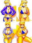  aaronhibiki abs american_flag_bikini anthro belt_buckle big_breasts big_tail bikini breasts canid canine canis chaps cleavage clothed clothing collar collie comparison curvy_figure domestic_dog eyeshadow female fluffy fluffy_tail fur hair herding_dog hi_res huge_breasts lassie_(krillos) looking_at_viewer makeup mammal multicolored_body multicolored_fur multicolored_hair navel panties pastoral_dog sheepdog solo stars_and_stripes swimwear thick_thighs thong underwear united_states_of_america wide_hips yellow_body yellow_fur 