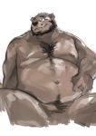 2016 anthro beard belly black_nose brown_body brown_fur eyewear facial_hair fur glasses hi_res humanoid_hands kemono kita_9999 love_mechanic male mammal moobs navel nipples overweight overweight_anthro overweight_male simple_background sketch solo tom_(lm) ursid white_background 