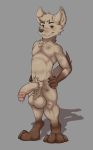  2020 absurd_res anthro athletic athletic_anthro athletic_male balls big_balls big_penis brown_eyes canid canine canis crotch_tuft digital_media_(artwork) foreskin full_length_portait fur genitals grey_background hands_on_hips hi_res humanoid_genitalia humanoid_penis looking_at_viewer male mammal penis precum_drip rokie38 saggy_balls simple_background solo standing tan_body tan_fur tuft uncut unretracted_foreskin wolf 