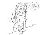  anthro black_and_white canid canine clothed clothing erection erection_under_clothing erection_under_shirt felid feline gynomorph hair hi_res intersex mammal monochrome simple_background solo standing tem temmie_(undertale) undertale video_games 