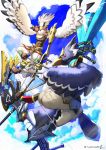  anthro avian bird bow breath_of_the_wild clothing duo feathers hi_res male nintendo revali rito t_yamanashi teba_(tloz) the_legend_of_zelda video_games 