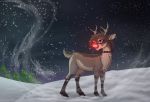  absurd_res alorix capreoline cervid choker crossgender female feral glowing glowing_nose hi_res jewelry mammal necklace night piercing punk reindeer rudolph_the_red_nosed_reindeer snow 