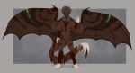  2018 brown_body brown_fur digital_media_(artwork) front_view full_length_portait fur green_eyes green_highlights grey_hair hair highlights_(coloring) huge_wings looking_at_viewer male shorty-antics-27 simple_background solo standing volatikai 