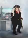  absurd_res age_difference boa_(clothing) cane cigar eyewear female hi_res human injection laboratory mammal mature_female older_female overweight overweight_female power_suit sequence solo sunglasses syringe syringe_in_ass tania_marovitch transformation yukitashi 