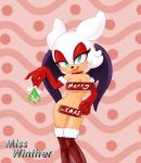  anthro armwear bedroom_eyes censor_bar christmas clothing elbow_gloves english_text female gloves hand_on_hip handwear hi_res holidays legwear looking_at_viewer misswinther mistletoe narrowed_eyes plant rouge_the_bat seductive solo sonic_the_hedgehog_(series) stockings text wings 