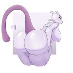 annoyed bent_over big_breasts big_butt big_tail breasts butt female legendary_pok&eacute;mon looking_at_viewer looking_back mewtwo nintendo pencethehence pok&eacute;mon pok&eacute;mon_(species) purple_body purple_eyes purple_skin solo video_games 