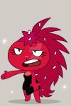  2018 2:3 annoyed anthro clothed clothing eyelashes female flaky_(htf) fully_clothed handbag happy_tree_friends hedgeflak03 hi_res mammal open_mouth porcupine red_body rodent simple_background solo sparkles watermark 