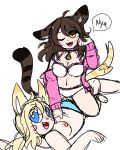  2girls animal_ears blush cat_ears cat_girl cat_tail doodle highres multiple_girls open_mouth original sketch tail yuri 