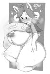  absurd_res anthro breasts clothed clothing female genitals hair hi_res mammal monochrome saltyxodium simple_background tem temmie_(undertale) text undertale video_games white_body 