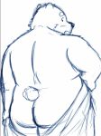  2020 anthro blush butt hi_res kemono male mammal overweight overweight_anthro overweight_male simple_background sketch solo towel ursid white_background yaki_atsuage 
