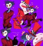  &lt;3 4_eyes anthro avian bird clothed clothing demon duo french_kissing hat hazbin_hotel headgear headwear helluva_boss hoodie kissing male male/male multi_eye owl red_eyes sharp_teeth stolas_(vivzmind) teeth topwear valentino_(vivzmind) 