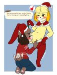  &lt;3 absurd_res animal_crossing anthro blush bodily_fluids brother brother_and_sister canid canine canis christmas christmas_clothing christmas_headwear christmas_sweater christmas_topwear clothing cunnilingus dialogue digby_(animal_crossing) domestic_dog drooling duo english_text female gloves handwear hat headgear headwear hi_res holidays holly_(plant) incest_(lore) isabelle_(animal_crossing) legwear male male/female mammal nintendo oral plant porldraws saliva santa_hat sex sibling sister sweater tailwag text thigh_highs topwear vaginal video_games 