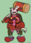  2020 5_fingers animatronic anthro big_shoes big_teeth blue_eyes bottomwear bow_tie clothed clothing clown clown_nose clown_springtrap_(fnaf) fingers firefoop five_nights_at_freddy&#039;s five_nights_at_freddy&#039;s_3 five_nights_at_freddy&#039;s_ar flower footwear green_background hair half-closed_eyes hammer hi_res lagomorph leporid lips long_ears looking_at_viewer machine male mammal metal metallic metallic_body multicolored_eyes narrowed_eyes notched_ear open_mouth pants plant portrait purple_eyes purple_hair rabbit red_lips red_nose robot rotten_teeth sewn_eyelid shirt shoe_laces shoes short_hair signature simple_background smile solo springtrap_(fnaf) standing stitch_(disambiguation) teeth tools topwear uniform video_games weapon white_body wire 