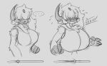 absol anthro big_breasts blush breast_expansion breasts covered_eyes expansion female huge_breasts lunarspy monochrome nintendo pok&eacute;mon pok&eacute;mon_(species) solo tagme tia_(lunarspy) video_games 