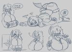  absol anthro big_breasts breast_expansion breasts covered_eyes english_text expansion female lunarspy monochrome multiple_angles nintendo pok&eacute;mon pok&eacute;mon_(species) sketch solo tagme text tia_(lunarspy) video_games 