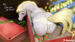 16:9 2020 anus_outline blush christmas christmas_tree clothing conditional_dnp derpy_hooves_(mlp) dialogue digital_media_(artwork) english_text equid equine eyebrows eyelashes female feral friendship_is_magic hasbro hi_res holidays legwear looking_at_viewer mammal mercurial64 my_little_pony panties pattern_clothing pattern_legwear pegasus plant smile solo striped_clothing striped_legwear stripes text tree underwear widescreen wings 
