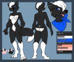  2017 4_toes 5_fingers anthro areola barefoot barely_visible_genitalia barely_visible_pussy biped black_body black_breasts black_claws black_ears black_eyebrows black_face black_fur black_hands black_nose black_tail blue_background blue_eyes border breasts butt canid canine canis cheek_tuft claws color_swatch digital_media_(artwork) digitigrade dipstick_tail ear_piercing elsa_(ebonycrowned) english_text eyebrows facial_tuft feet female fingers footprint fur genitals grey_border hair hindpaw industrial_piercing looking_at_viewer machati-sama mammal model_sheet mole_(marking) monotone_areola monotone_claws monotone_ears monotone_eyebrows monotone_eyes monotone_face monotone_feet monotone_hair monotone_hands monotone_nipples monotone_nose monotone_paws multicolored_body multicolored_breasts multicolored_fur multicolored_tail neckerchief nipples nude open_mouth open_smile pawprint paws piercing pink_areola pink_nipples pussy short_fur short_hair simple_background smile snout solo text toe_claws toes tuft two_tone_body two_tone_breasts two_tone_fur two_tone_tail white_body white_breasts white_feet white_fur white_hair white_paws_(anatomy) white_tail wolf 