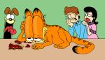 anthro bodily_fluids canid canine canis cryena crying domestic_cat domestic_dog dr._liz_wilson felid feline felis female feral food garfield_(series) garfield_the_cat group hi_res human jon_arbuckle lasagna male mammal odie_the_dog pasta scared tears 