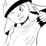  1:1 cute_expression cute_fangs digital_media_(artwork) drawing lagomorph leporid male mammal monochrome rabbit slia 