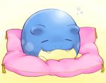  3710_asagi_(timeeeeeez) closed_eyes facing_viewer gen_3_pokemon gradient gradient_background no_humans pillow pokemon pokemon_(creature) sleeping smile spheal yellow_background 