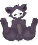  absurd_res anthro balls black_body black_fur blush canid canine canis cappuchino changed_(video_game) fur genitals hi_res looking_down male mammal monster pawpads paws penis puro_(changed) sitting slime solo wolf 