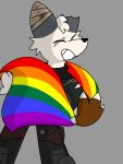  3:4 anonymous_artist anthro canid canine clothing fox lgbt_pride male mammal pride_colors simple_background solo 