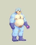  2020 absurd_res anthro belly black_nose blue_body blue_fur fur hi_res humanoid_hands male mammal moobs navel nipples overweight overweight_anthro overweight_male simple_background solo suriruxi ursid 