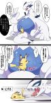  ambiguous_gender belly duo feral hi_res humor ima_att imminent_vore japanese_text legendary_pok&eacute;mon lugia meme nintendo overweight pikachu pok&eacute;mon pok&eacute;mon_(species) text translation_request video_games 
