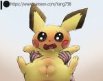  anal anal_penetration baby_pok&eacute;mon blush bodily_fluids drooling female feral genital_fluids genitals humanoid_hands nintendo open_mouth patreon penetration pichu pok&eacute;mon pok&eacute;mon_(species) pussy pussy_juice red_face saliva text url video_games yang_(artist) 