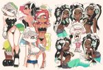  +_+ 6+girls aqua_legwear bikini black_bikini black_dress black_footwear black_gloves black_hair black_panties blonde_hair blush breasts callie_(splatoon) cleavage closed_eyes crop_top crown cup dark_skin dark_skinned_female dress drink drinking earrings fingerless_gloves gloves grey_hair grey_shorts hand_up hat headphones holding holding_cup holding_drink inkling jewelry marie_(splatoon) marina_(splatoon) medium_breasts midriff multiple_girls multiple_views navel octoling open_mouth panties pearl_(splatoon) pointy_ears red_hair shirt shoes short_shorts shorts splatoon_(series) standing strapless strapless_dress suction_cups swimsuit tentacle_hair underwear upskirt white_shirt yuta_agc 