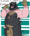  2018 anthro balls beard belly black_body black_fur black_nose bowrb_(character) bowrbbear clothing english_text erection eyewear facial_hair fur genitals glasses hi_res hoodie humanoid_genitalia humanoid_hands humanoid_penis male mammal meme meme_clothing nipples overweight overweight_anthro overweight_male penis solo text topwear twitter_hoodie ursid 