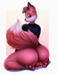  anthro butt canid canine clothing fox genitals hi_res lunarclaws male mammal penis solo 