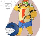  2020 absurd_res anthro belly bottomwear bowrbbear bowser chain_chomp clothing duo hi_res humanoid_hands koopa male mario_bros navel nintendo overweight overweight_male pubes scalie shorts video_games 
