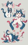  &lt;3 &lt;3_eyes 2017 after_transformation anthro blue_body blue_fur blush breasts butt countershading felid female fur genitals hi_res mammal nipples nude open_mouth pussy sakamoto_ahiru simple_background smile solo spread_legs spreading surprise tentacle_sex tentacles white_countershading 