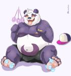  2020 4_toes absurd_res alp_(tas) anthro belly black_body black_fur bottomwear bulge clothing eeveecholo feet foot_fetish foot_lick foot_play fur giant_panda hi_res hypnosis licking male mammal mind_control moobs multicolored_body multicolored_fur navel nipples open_mouth overweight overweight_anthro overweight_male pawpads purple_body purple_fur ring shorts simple_background soles solo toes tokyo_afterschool_summoners tongue tongue_out two_tone_body two_tone_fur ursid video_games white_background white_body white_fur 