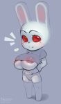  &lt;3 animal_crossing anthro areola areola_slip big_breasts bikupan biped breasts chibi cleavage clothed clothing crop_top female fur grey_background hi_res huge_breasts ineffective_clothing lagomorph legwear leporid long_ears mammal monotone_body monotone_fur nintendo nipples pink_areola pink_inner_ear pink_nipples rabbit red_eyes red_sclera ruby_(animal_crossing) shirt simple_background smile solo standing topwear translucent translucent_clothing translucent_topwear underwear video_games white_body white_fur 