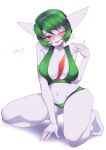  &lt;3 absurd_res ashraely big_breasts blush breasts clothing curvy_figure digital_media_(artwork) english_text female fingers gardevoir green_hair hair hi_res huge_breasts humanoid looking_at_viewer mostly_nude nintendo not_furry pok&eacute;mon pok&eacute;mon_(species) red_eyes simple_background smile solo text thick_thighs video_games voluptuous wide_hips 