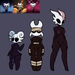  1:1 bandage black_body breasts butt clothing fan_character fecharis female genitals group hi_res hollow_knight male nipples penis pussy robe shy size_difference team_cherry thick_thighs vessel_(species) video_games 