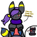 anthro breasts canid canine duo eeveelution female fox luna_(sylceon) lustful_eyes male male/female mammal nintendo pok&eacute;mon pok&eacute;mon_(species) sex speech_bubble sylceon titfuck trick_(sylceon) umbreon unamused video_games zorua 