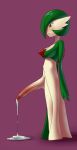  2012 anthro big_penis bodily_fluids breasts chest_spike cum cum_drip cum_on_ground dripping erection gardevoir genital_fluids genitals gynomorph hi_res intersex nintendo open_mouth penis pok&eacute;mon pok&eacute;mon_(species) red_background red_eyes simple_background solo spikes spikes_(anatomy) standing tapering_penis video_games yuu_h 